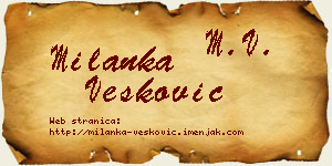 Milanka Vesković vizit kartica